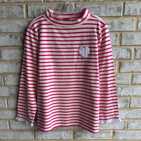 Talbots Long Sleeve Turtleneck Cotton Stripe Knit Blouse Women's Size L. - Picture 2 of 8